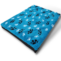 Topmast Blokkussen Hondenmatras 80 x 55 x 10 cm Vetfleece Turquoise voetprint