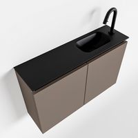 Toiletmeubel Mondiaz Ture | 80 cm | Meubelkleur Smoke | Eden wastafel Urban Rechts | 1 kraangat