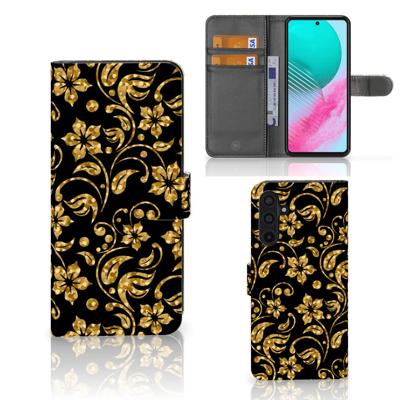 Samsung Galaxy M54 Hoesje Gouden Bloemen