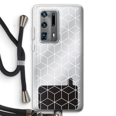 Zwart-witte kubussen: Huawei P40 Pro Plus Transparant Hoesje met koord