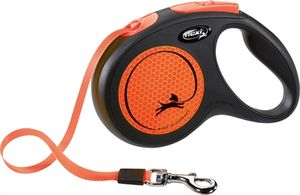 Flexi Neon 5 m Zwart, Oranje Hond Intrekbare riem