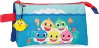 Jim Jam Etui baby shark pennenetui 3 vakken met 2 ritsen