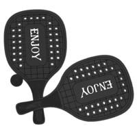 Houten beachball set - zwart - Strand balletjes - Rackets/batjes en bal - Tennis ballenspel