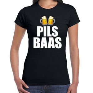 Drank t-shirt pils baas zwart voor dames - Drank / bier fun t-shirt 2XL  -