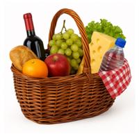 CM Picknickmand met hengsel - mahonie - riet - 34 x 28 x 18 cm - rieten mand