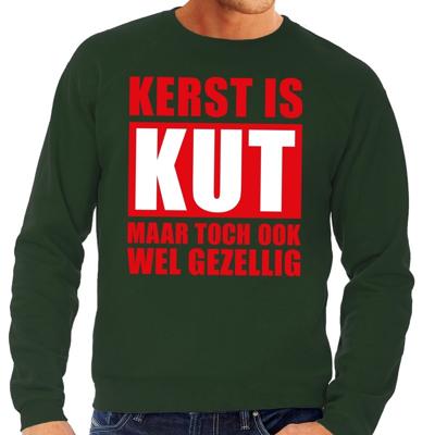 Foute Kersttrui - Kerst is kut - maar toch gezellig - groen - voor heren - sweater