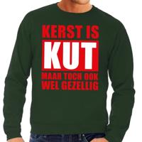 Foute Kersttrui - Kerst is kut - maar toch gezellig - groen - voor heren - sweater