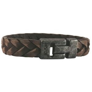 JOSH 24903-BRA-VB-BR Armband leder bruin-vintage zwart 15 mm 21 cm