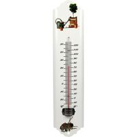 Thermometer tuin / buiten metaal wit 30 cm - thumbnail