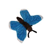 Pluche knuffeldier Vlinder - blauw - 21 cm - insecten knuffels - op te hangen aan lus