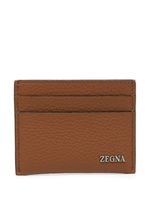 Zegna porte-cartes en cuir à plaque logo - Marron