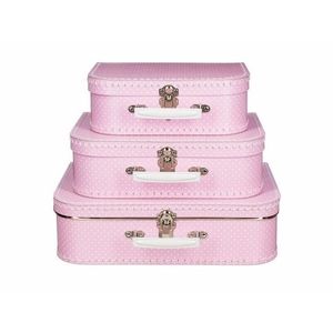Speelgoed koffertje roze met stippen wit 25 cm   -