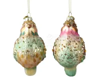 Kerstornament Vogel Roze-Groen Assorti 1st