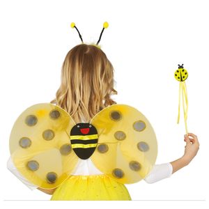 Verkleed set bijtje - vleugels/diadeem/toverstokje - geel - kinderen - Carnavalskleding/accessoires   -