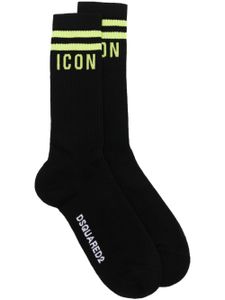 DSQUARED2 chaussettes en maille intarsia à design nervuré - Noir