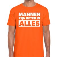 Mannen zijn beter in alles tekst t-shirt oranje heren