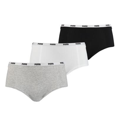 Puma Mini Short Dames Zwart/Wit/Grijs 3-Pack -XL