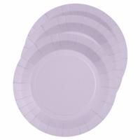 10x stuks feest gebaksbordjes lila paars - karton - 17 cm - rond - thumbnail