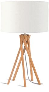 Good&Mojo Tafellamp 'Kilimanjaro' Bamboe en Eco linnen, kleur Wit