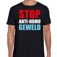 Stop anti homo geweld demonstratie / protest t-shirt zwart voor heren