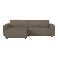 Leen Bakker - Bank Brooklyn Met Chaise Longue Links - Soop - Stof - Taupe - 158x255x76 Cm