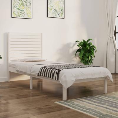 Bedframe massief hout wit 75x190 cm