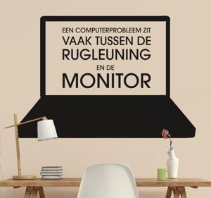 Muursticker tekst woonkamer laptop grap