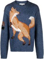 Maison Kitsuné pull en intarsia à logo brodé - Bleu - thumbnail