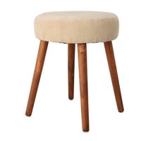 Bijzet krukje Furni - creme wit - hout/stof - D35 x H45 cm - Meubels - Zitten
