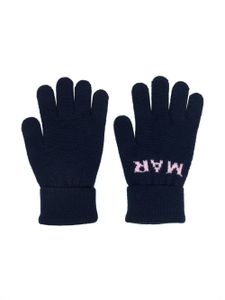 Marni Kids gants à logo en maille intarsia - Bleu