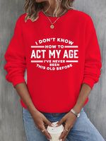 Crew Neck Text Letters Casual Sweatshirt - thumbnail