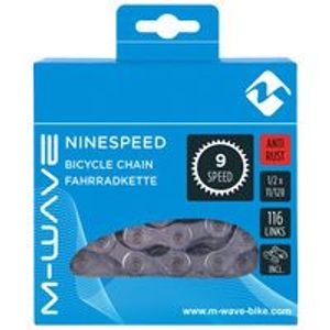 M-Wave Ketting 9-speed, 1/2x11/128 116L zilver anti-roest (hangverpakking)