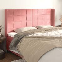 Hoofdbord met randen 183x16x118/128 cm fluweel roze