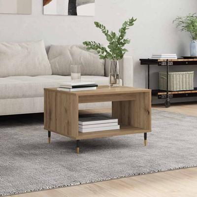 Salontafel artisanaal eikenkleurig 60 x 50 x 40 cm Bewerkt hout