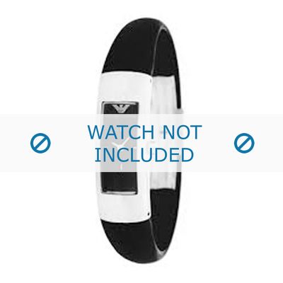 Armani horlogeband AR1009 Silicoon Zwart 14mm
