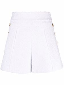 Balmain short en tweed à boutons embossés - Blanc