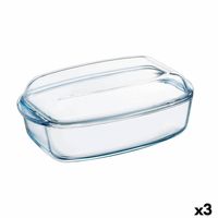 Serveerschaal Pyrex Classic Met deksel 4,5 L 38 x 22 x 11 cm Transparant Glas (3 Stuks) - thumbnail