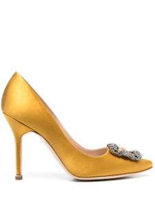 Manolo Blahnik escarpins Hangisi 105 mm à fini satiné - Jaune