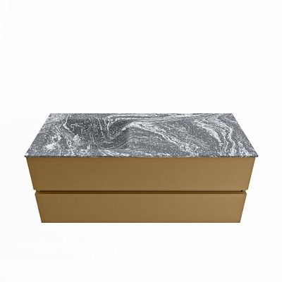 MONDIAZ VICA-DLUX 120cm badmeubel onderkast Oro 2 lades. Inbouw wastafel CLOUD links zonder kraangat, kleur Lava.