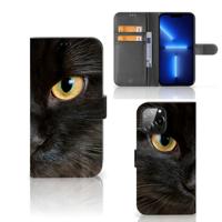 iPhone 13 Pro Max | Telefoonhoesje | Met pasjeshouder | Zwarte Kat