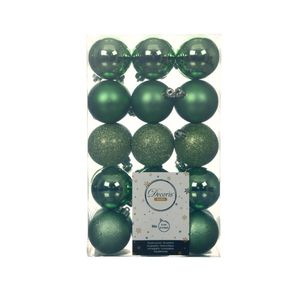 30x stuks kunststof kerstballen groen 6 cm glans/mat/glitter - Kerstbal