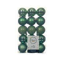 30x stuks kunststof kerstballen groen 6 cm glans/mat/glitter - Kerstbal - thumbnail