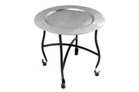 Side table MARRAKESCH 40cm silver hammer stroke design afneembaar blad - 44354