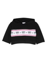 Chiara Ferragni Kids hoodie en coton à bande logo - Noir - thumbnail