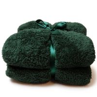 Teddy plaid/deken - donker groen - polyester - 150 x 200 cm - thumbnail