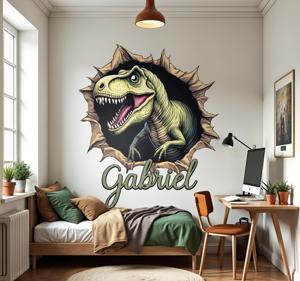 3d-effect met naam dino muursticker