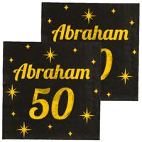 Verjaardag?of Abraham feest servetten - leeftijd 50 jaar - 32x stuks - zwart/goud - 33 x 33 cm