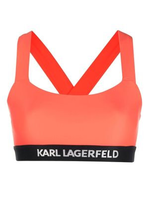 Karl Lagerfeld haut de bikini à bande logo - Orange