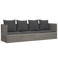 The Living Store Loungebed - Grijs - Poly rattan - 203 x 58 x 56 cm - Verstelbaar - Inclusief kussens - thumbnail