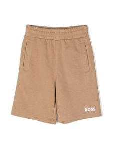 BOSS Kidswear short de sport à logo imprimé - Marron